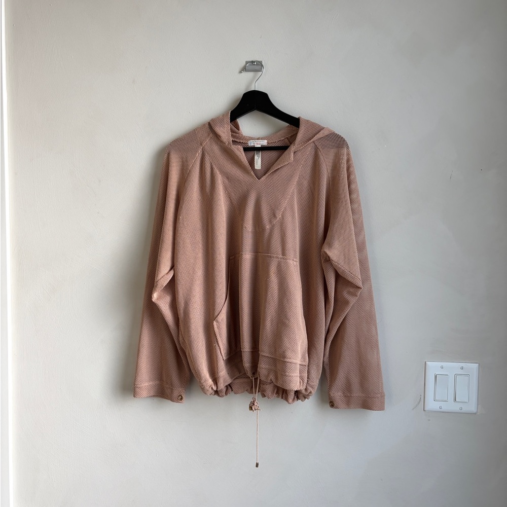 Free People Dusty Rose Hooded Drawstring Pullover